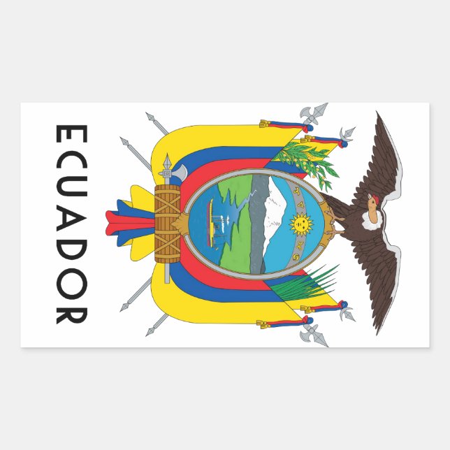 Sticker Rectangulaire Equateur - symbole/blason/drapeau/couleurs/emblème (Devant)