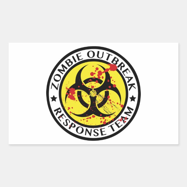 Sticker Rectangulaire Équipe d'intervention en cas d'éclosion de zombie (Devant)