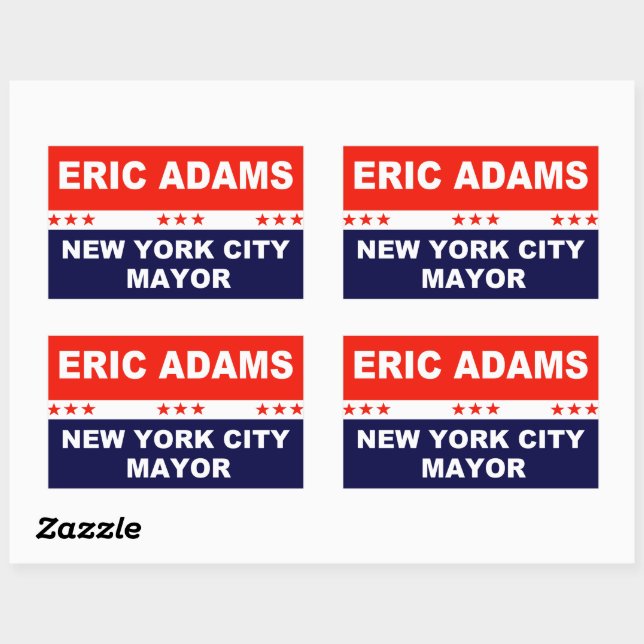 Sticker Rectangulaire Eric Adams Maire de New York (Feuille)
