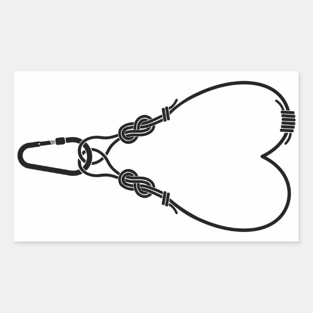 Sticker Rectangulaire Escalade de roche corde Escalade coeur amour (Devant)