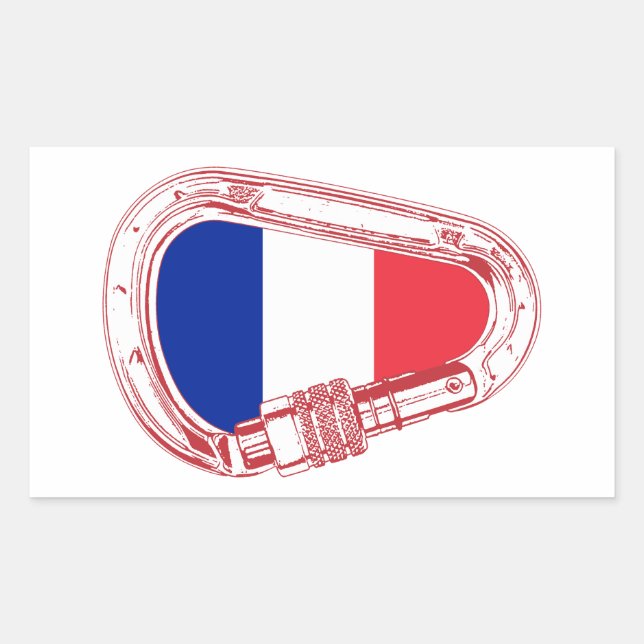Sticker Rectangulaire Escalade Drapeau France Carabiner (Devant)