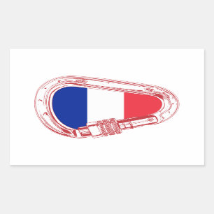 Sticker Rectangulaire Escalade Drapeau France Carabiner