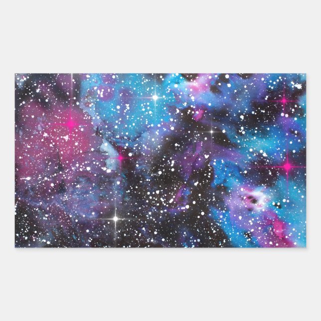 Sticker Rectangulaire Espace Art aquarelle Galaxy (Devant)