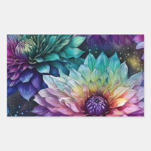 Sticker Rectangulaire Espace coloré Dahlia Fleur