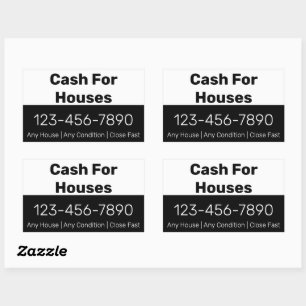 Sticker Rectangulaire Espèces pour maisons Noir Blanc Numéro de téléphon