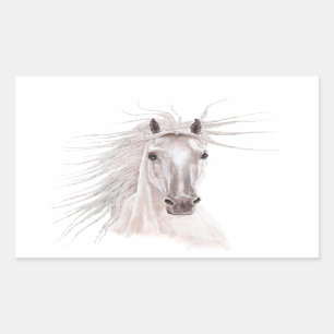 Sticker Rectangulaire Esprit du cheval de vent - cru
