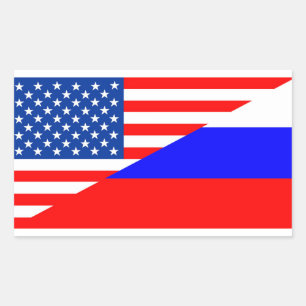 Sticker Rectangulaire etat-unis russie demi-drapeau états-unis