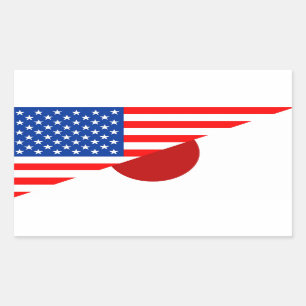 Sticker Rectangulaire etats-unis amérique japon demi drapeau états-unis