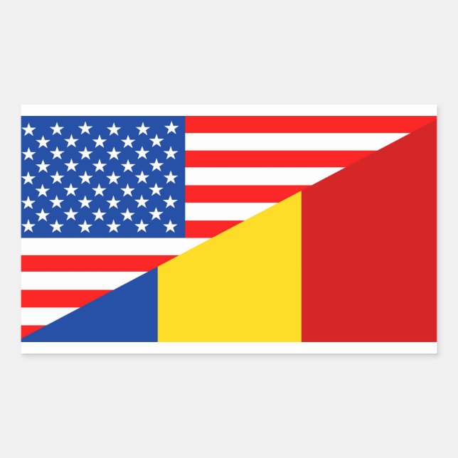 Sticker Rectangulaire etats-unis amérique roumanie demi-drapeau états-un (Devant)