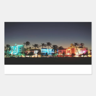 Sticker Rectangulaire États-Unis, Floride, Miami Beach, Ocean Drive, Art