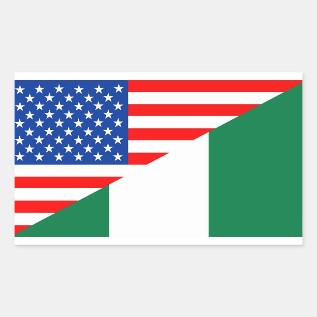 Sticker Rectangulaire etats-unis nigeria demi-drapeau etat-unis (Devant)