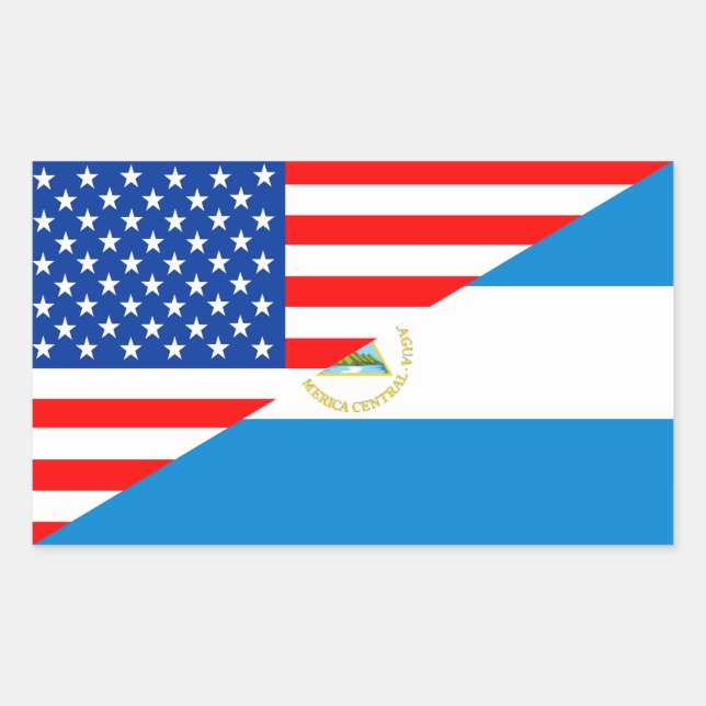 Sticker Rectangulaire etats-unis pavillon du nicaragua demi usa (Devant)