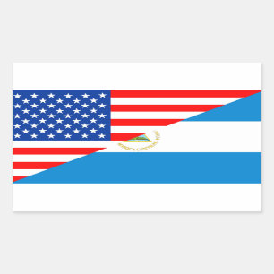 Sticker Rectangulaire etats-unis pavillon du nicaragua demi usa
