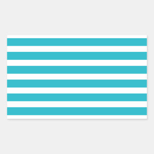 Sticker Rectangulaire Été nautique de turquoise et de rayure blanche