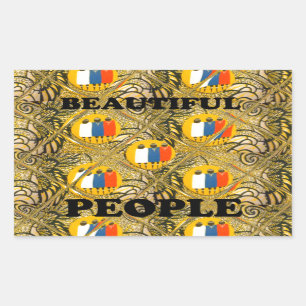 Sticker Rectangulaire Ethnic African Art Design Imprimer : Beautiful Peo