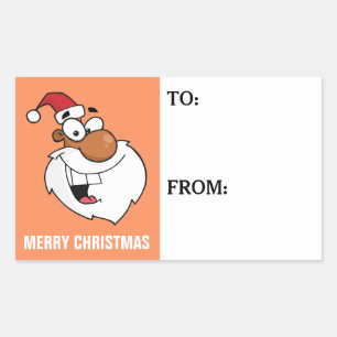 Sticker Rectangulaire Étiquette-cadeau Noir Père Noël