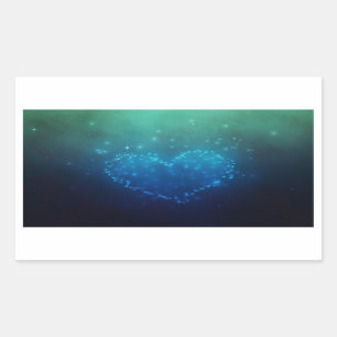 Sticker Rectangulaire Étoiles de nuit en forme de coeur