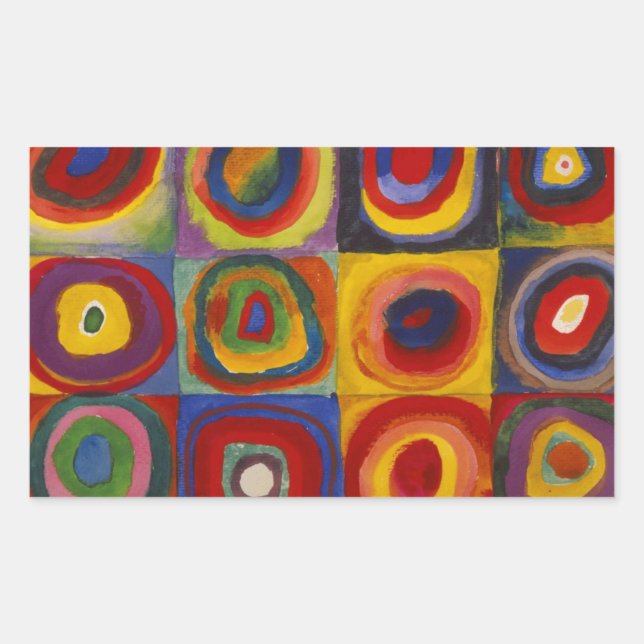 Sticker Rectangulaire Étude de couleur des cercles Carré par Kandinsky (Devant)