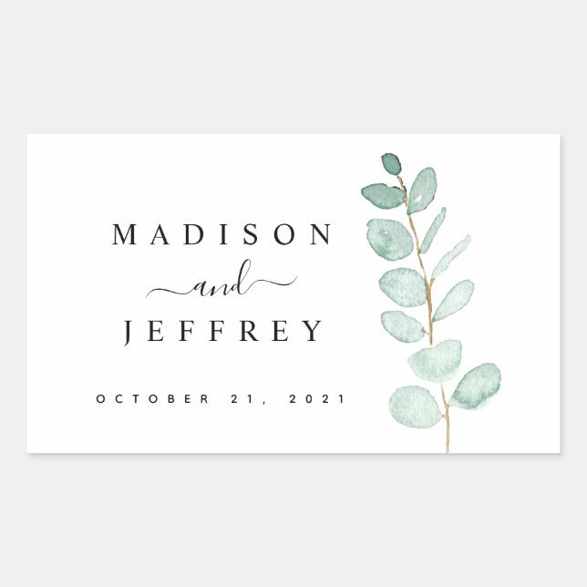 Sticker Rectangulaire Eucalyptus Verdure minimaliste Mariage (Devant)