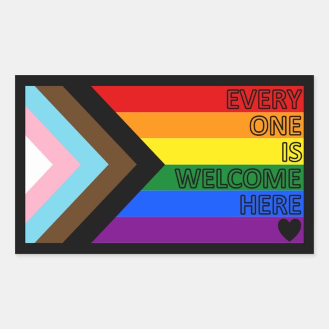 Sticker Rectangulaire "Everyone Is Welcome Here" (Devant)