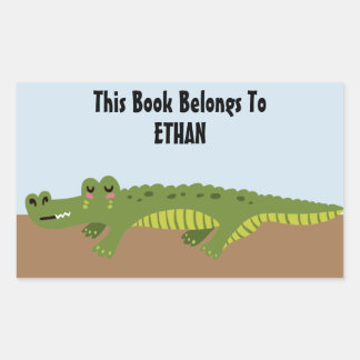 Sticker Rectangulaire Ex-libris personnalisé de l'alligator mignon