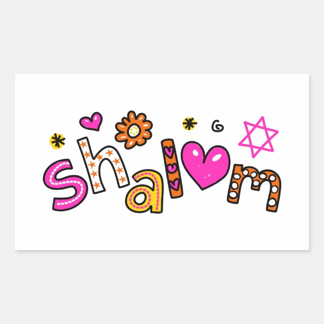 Sticker Rectangulaire Expression de texte de bienvenue Shalom (Devant)