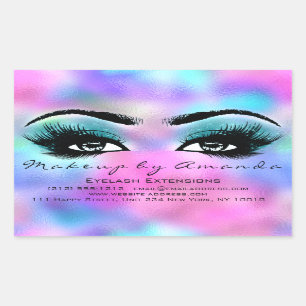 Sticker Rectangulaire Eyelash Extension Maquillage Artiste Beauté Hologr