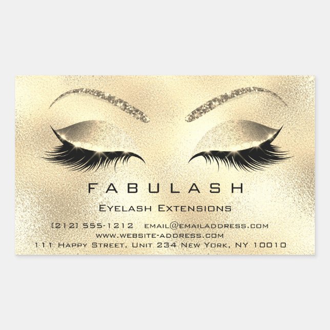 Sticker Rectangulaire Eyelash Extension Maquillage Beauté Salon Gold VIP (Devant)