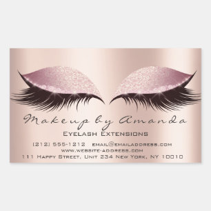 Sticker Rectangulaire Eyelash Extension Maquillage rose Artiste Salon de