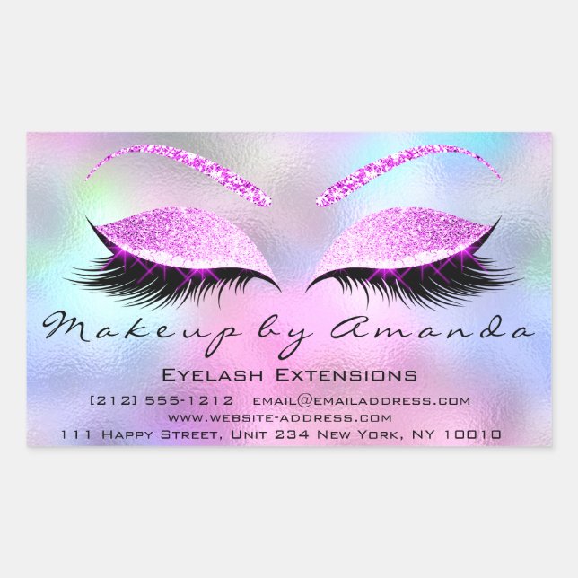 Sticker Rectangulaire Eyelash Extension Maquillage Salon de beauté Holog (Devant)