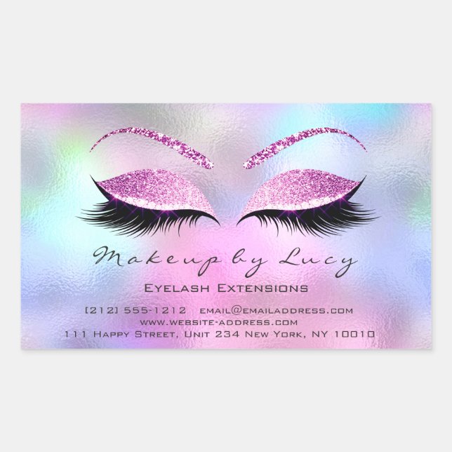 Sticker Rectangulaire Eyelash Extension Maquillage Salon de Beauté Pink  (Devant)