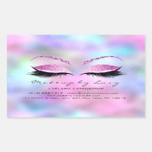 Sticker Rectangulaire Eyelash Extension Maquillage Salon de Beauté Pink 
