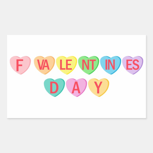 Sticker Rectangulaire F VALENTINE'S DAY - Bannière Coeurs-Bonbons (Devant)