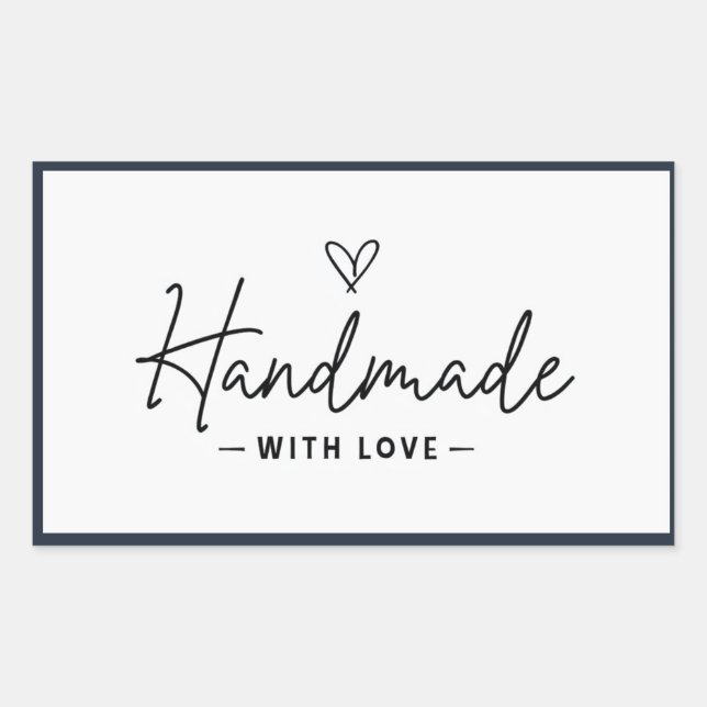 Sticker Rectangulaire Fabriqué à la main avec l'amour Cuisine artisanale (Devant)