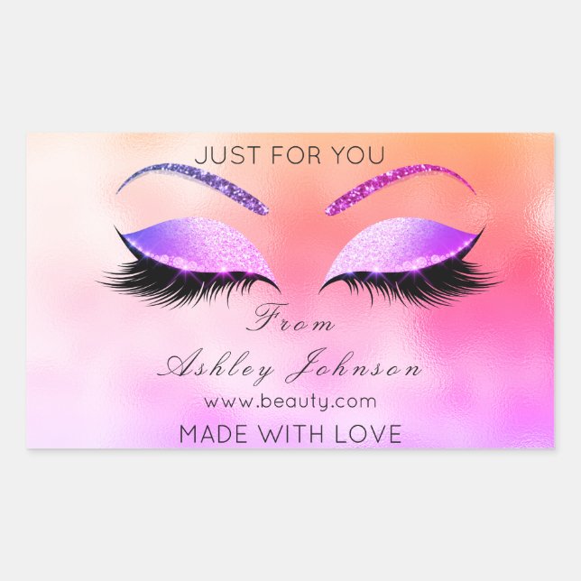 Sticker Rectangulaire Faite Par Parties scintillant Lashes Rectangulaire (Devant)