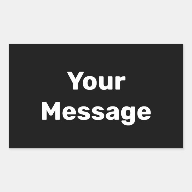 Sticker Rectangulaire Faites-le vous-même Noir avec Modèle de texte blan (Devant)