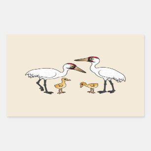 Sticker Rectangulaire Famille de grues blanches