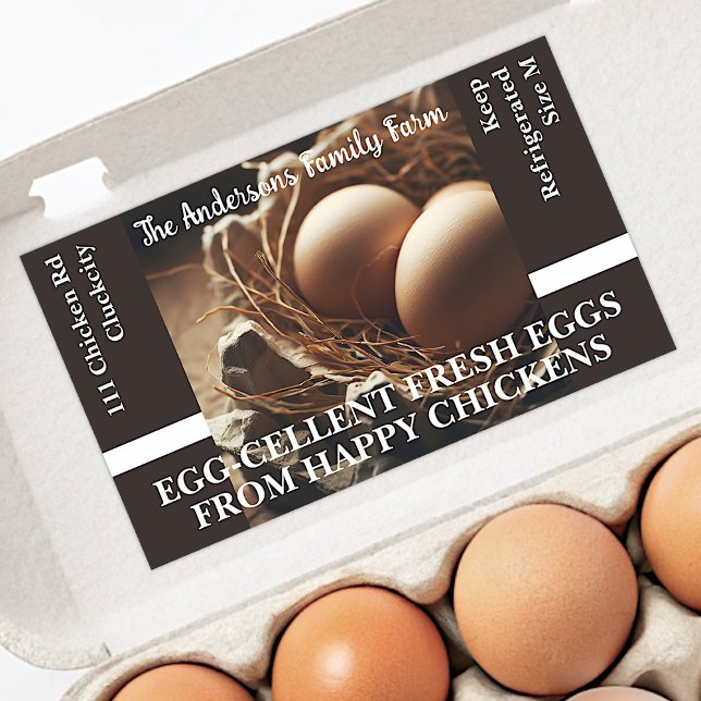 Sticker Rectangulaire Family Farm Oeufs personnalisés dans un Modèle pho (Créateur téléchargé)