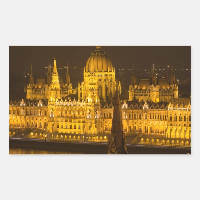 Sticker Rectangulaire Famine Parliament Budapest by night (Devant)