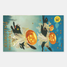 Fantômes Citrouilles vintages d'Halloween et chats