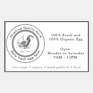 Sticker Rectangulaire Farm Fresh Eggs Chicken Coop Rustic Country Farm