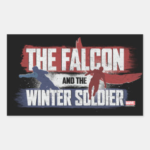 Sticker Rectangulaire Faucon et soldat d'hiver Graphisme rouge et bleu