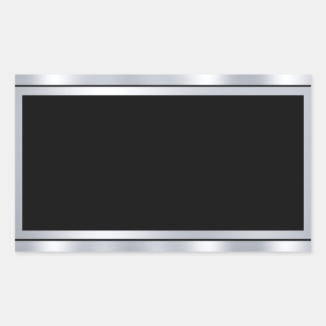 Sticker Rectangulaire Faux Argent Noir Ajouter un texte Modèle blanc per (Devant)