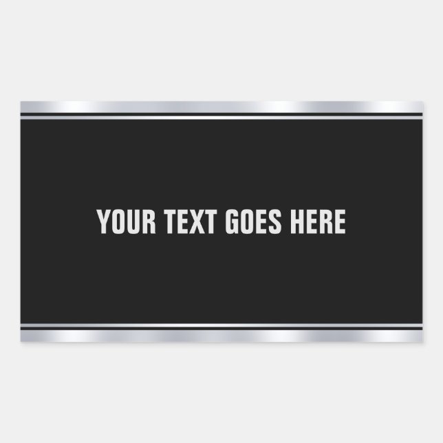 Sticker Rectangulaire Faux Argent Noir Ajoutez Votre Texte Modèle Person (Devant)