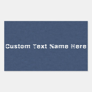 Sticker Rectangulaire Faux Blue Jeans Fabric Cuatsom Nom du texte Sticke