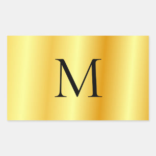 Sticker Rectangulaire Faux Gold Personnalisé Moderne Élégant Monogramme 