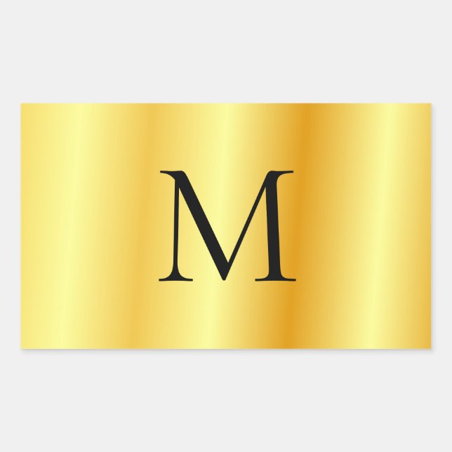 Sticker Rectangulaire Faux Gold Personnalisé Moderne Élégant Monogramme  (Devant)