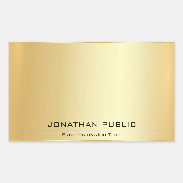 Sticker Rectangulaire Faux Gold Personnalisé Regarder Métallurgique Ajou (Devant)