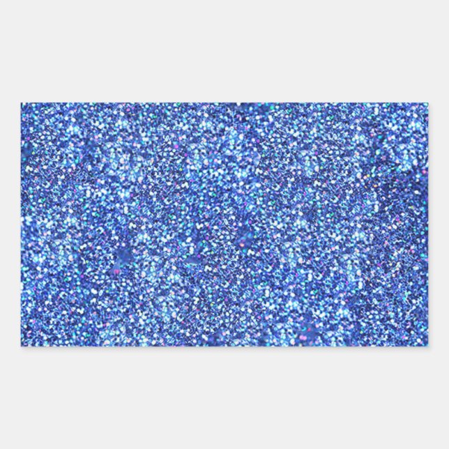 Sticker Rectangulaire Faux Paillet Bleu Modèle Vierge Glamour Classique (Devant)