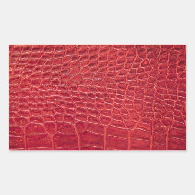 Sticker Rectangulaire Faux rouge alligator cuir (Devant)